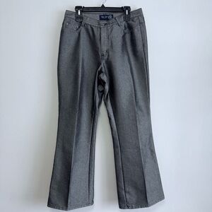 Venezia Jeans Silver Metallic High Rise Flare Leg Pants Gray Size 14 Vintage